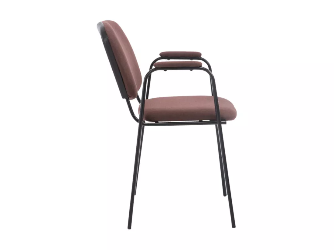 Lot de 4 Chaise de conférence - Tissu & Métal noir mat - Marron - Ken Pro