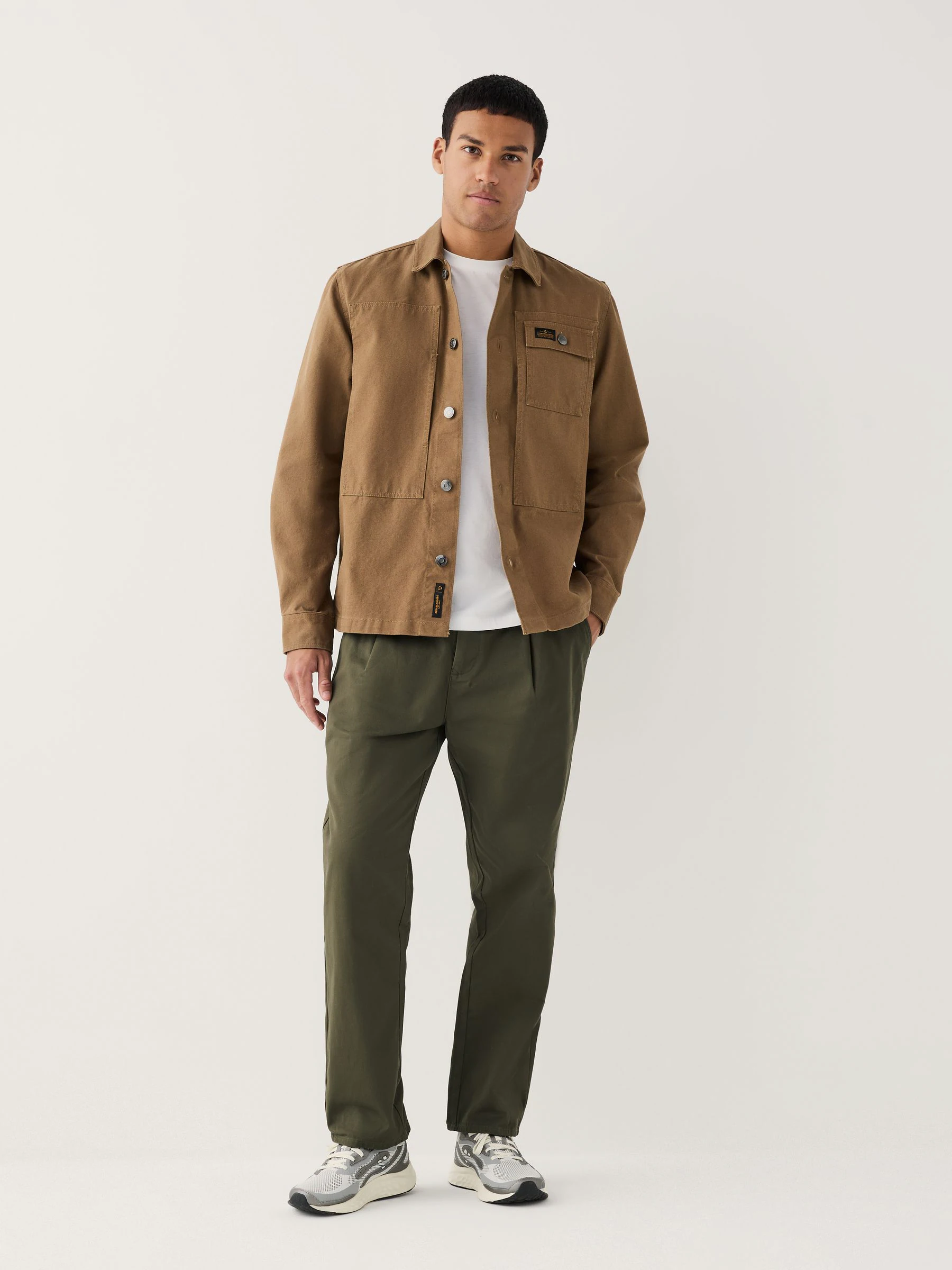 Olijfgroen - Single Pleated Stretch Chinos Trousers