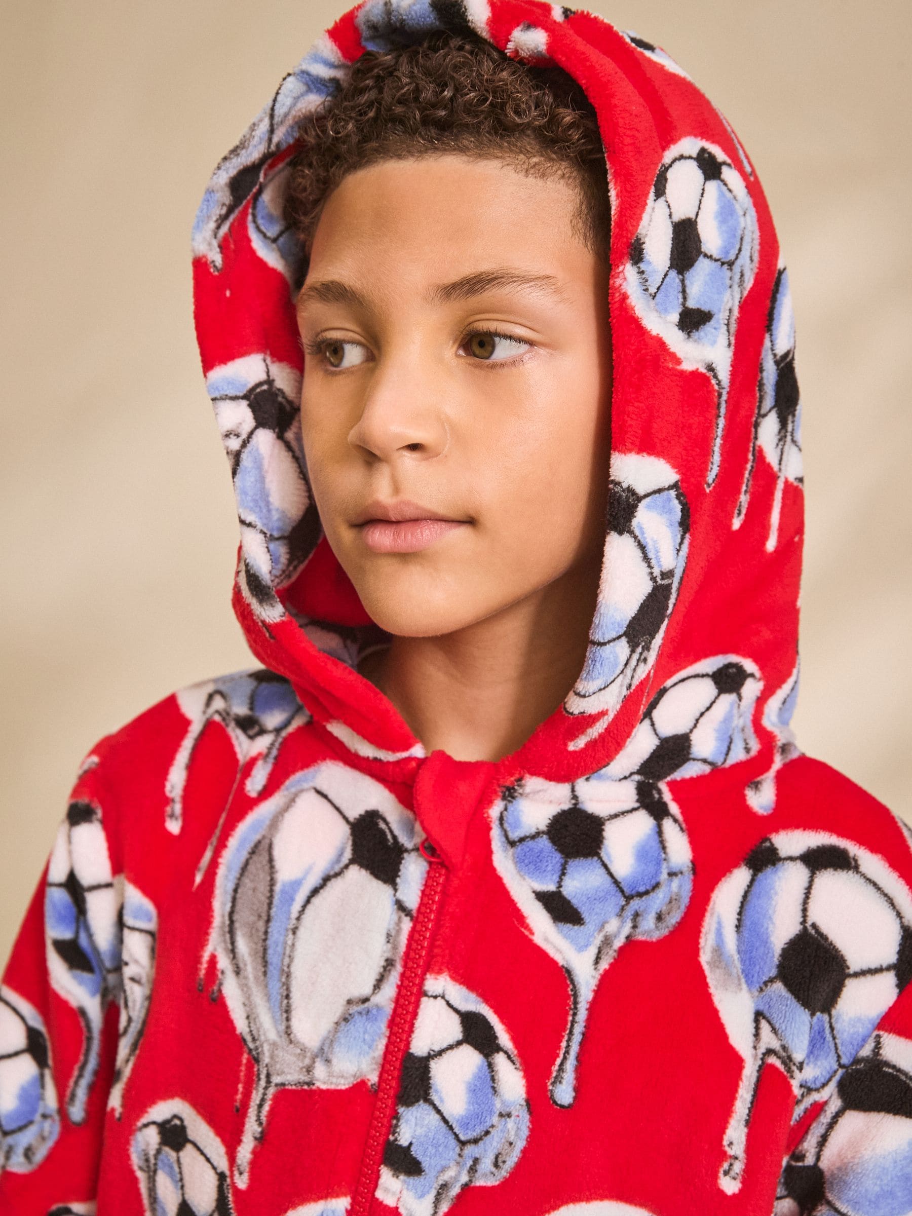 rode voetbal - Fleece onesie (3-16 jr)
