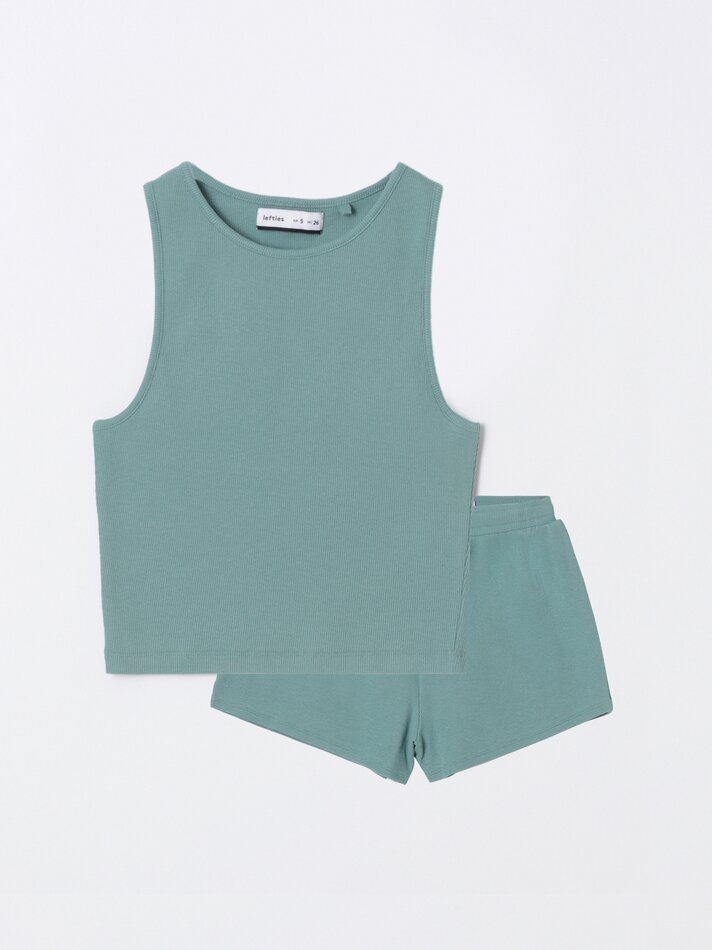 Conjunto canelado de 2 peças - Verde Claro