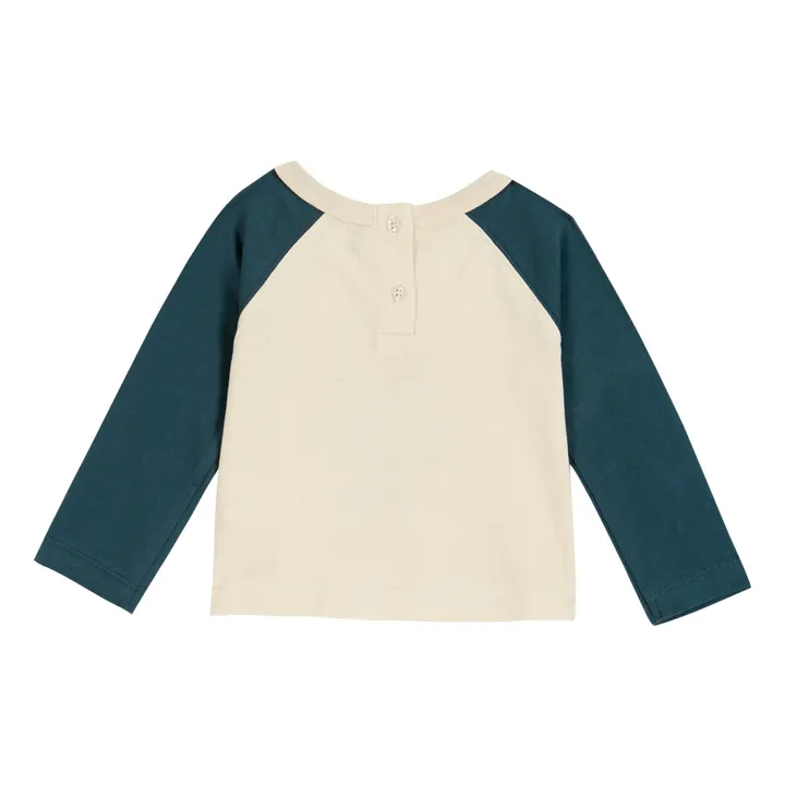 Emile et Ida T-Shirt Coton Bio Bicolore Chat | Ecru