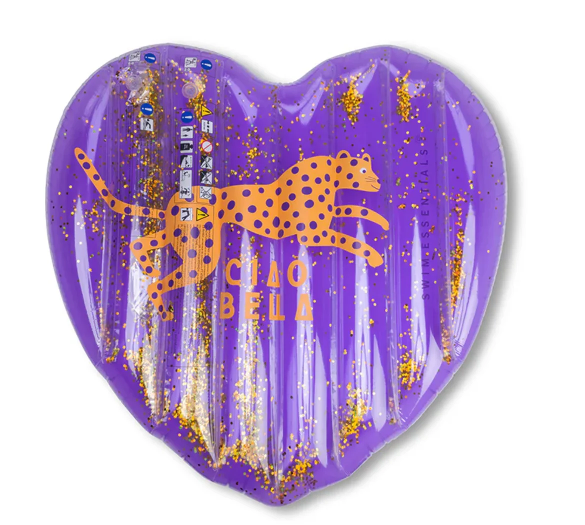 Swim Essentials Swim Essentials  Luchtbed paars hart Leopard