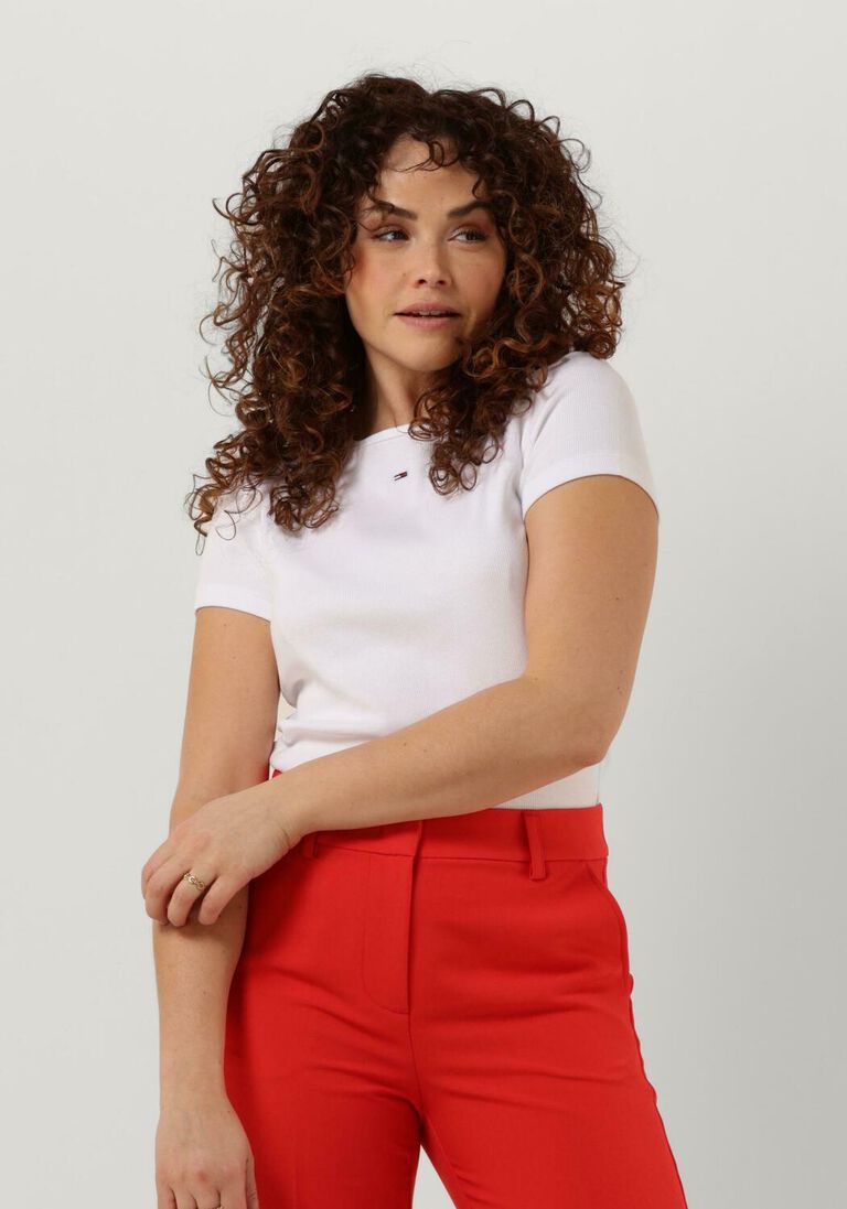 TOMMY JEANS witte tommy jeans t-shirt tjw bby essential rib ss