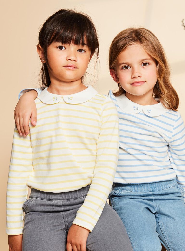 T-shirt à rayures jaune et blanc