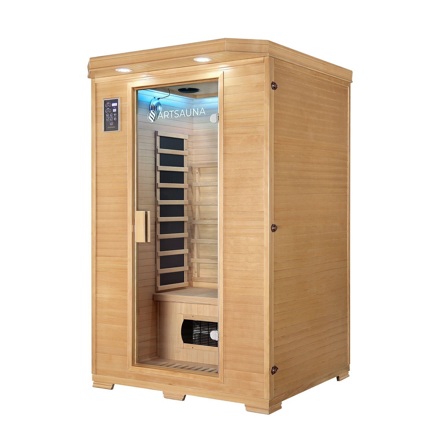 Artsauna Infrarotkabine Oslo mit Triplex-Heizsystem | 2 Personen | Hemlock Holz | 120 x 100 cm