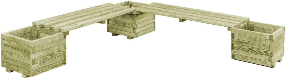 vidaXL Kiefer Imprägniert Gartenbank mit Blumenkästen Holzbank Blumenkasten