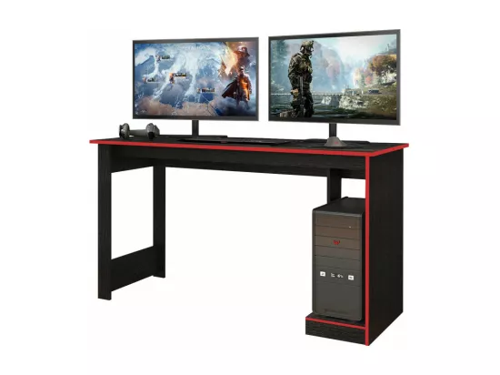 Bureau Gamer Noir Chants Rouges 1 Caisson UC L 136 H 75 P 54 cm