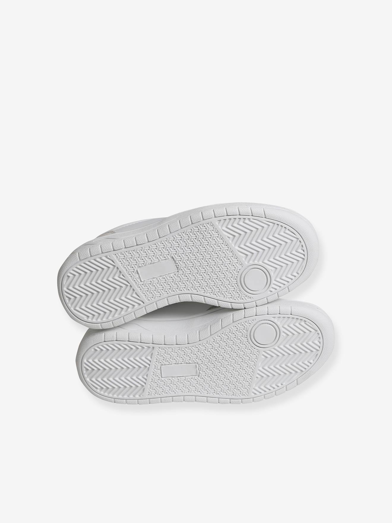 Tênis de amarrar com zíper, para meninas, branco claro liso com estampas.