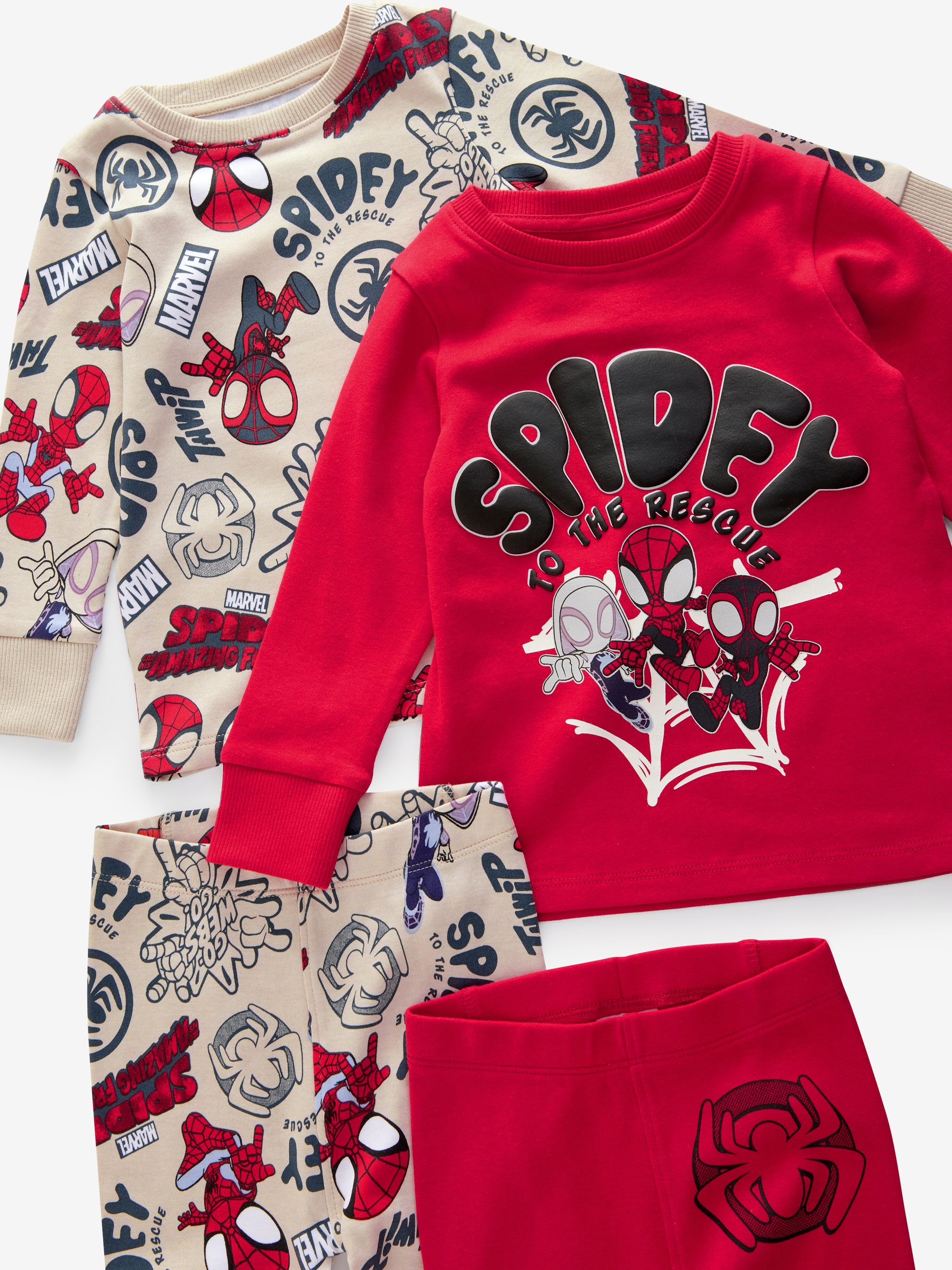 Spidey and Friends, rood/ecru crème - Verpakking van 2 knusse pyjama's (12mnd-8jr)