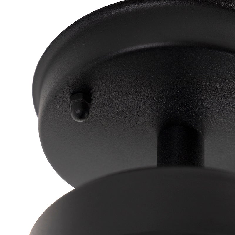 Landelijke plafondlamp voor buiten, zwart met glas, IP44 - Elza