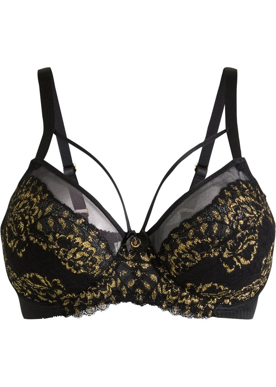 Soutien-gorge minimiseur à armatures avec dentelle dorée en lurex