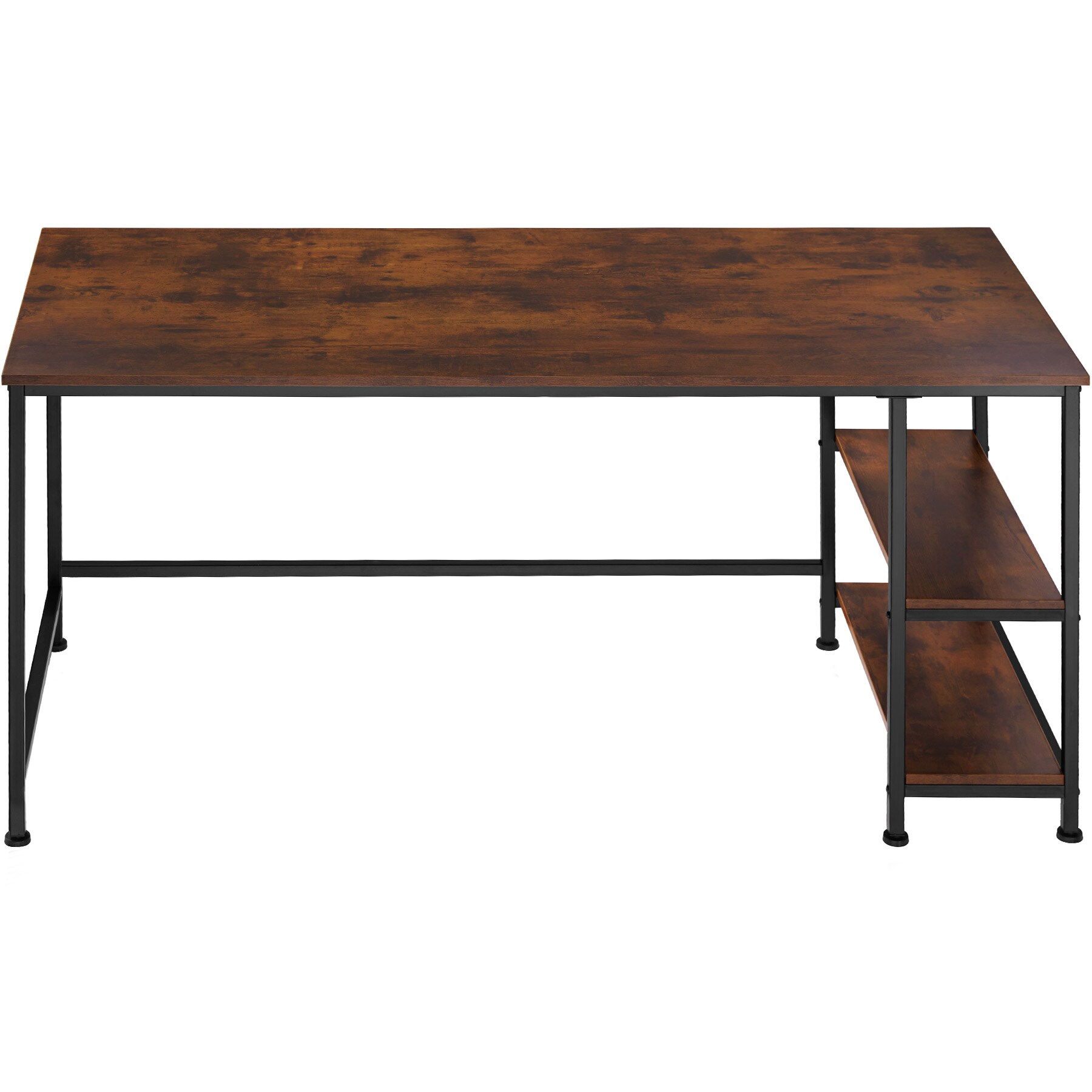 tectake® Computer-Schreibtisch, Industrial Style, Seitenregal mit 2 Ablagefächern, 120 x 60 x 75,5 cm