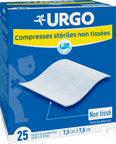 Urgo Compresses Stériles Non Tissées 7,5x7,5cm Sachets 25x2 Pièces