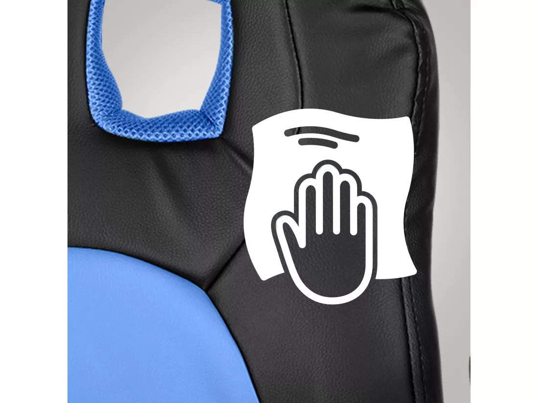 Fauteuil de bureau - Similicuir & Plastique - Noir / Bleu - Fun