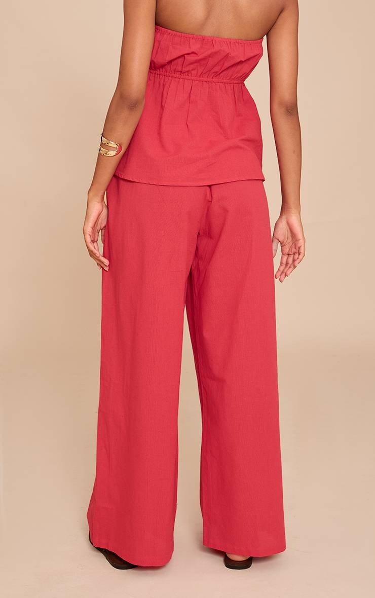 Rouge Tomate Pantalon Fluide À Jambes Larges