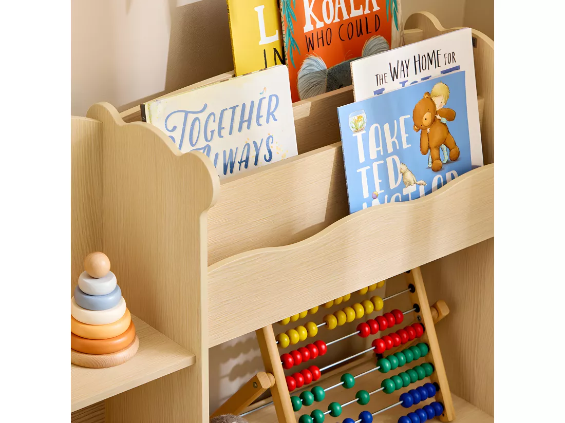 SoBuy Étagère de Rangement pour Enfants, Meuble Enfant Rangement pour Livres et Jouets, Bibliothèque Organisateur pour Chambre d’Enfants, Salle de Jeux, Salon, 91x30x100 cm, KMB101-N
