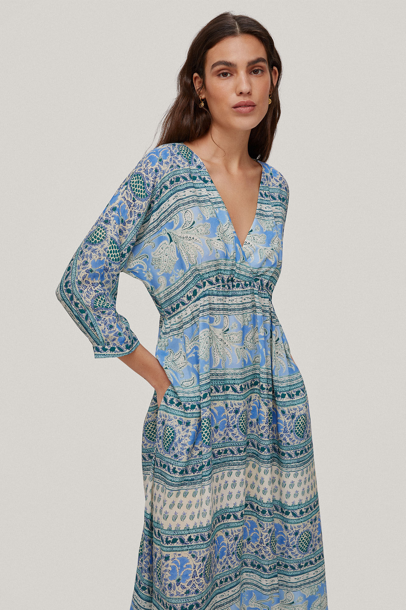 Vestido amplo estampado - Azul