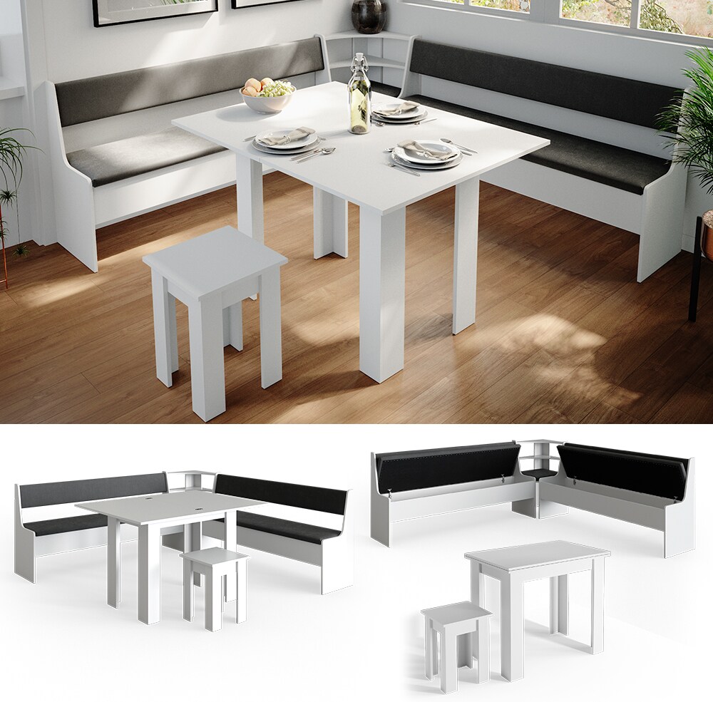 Vicco Eckbankgruppe Roman Weiß 210x210cm Esszimmergruppe Eckbank Sitzgruppe