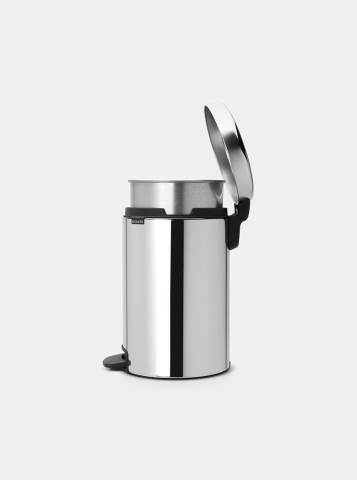 NewIcon Pedaalemmer, 12 liter, metalen binnenemmer - Brilliant Steel