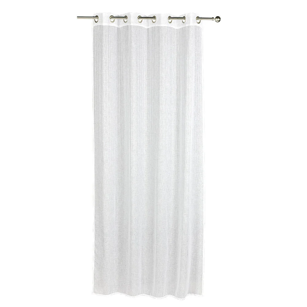 Voilage à oeillets rayures verticales effet sequin blanc
