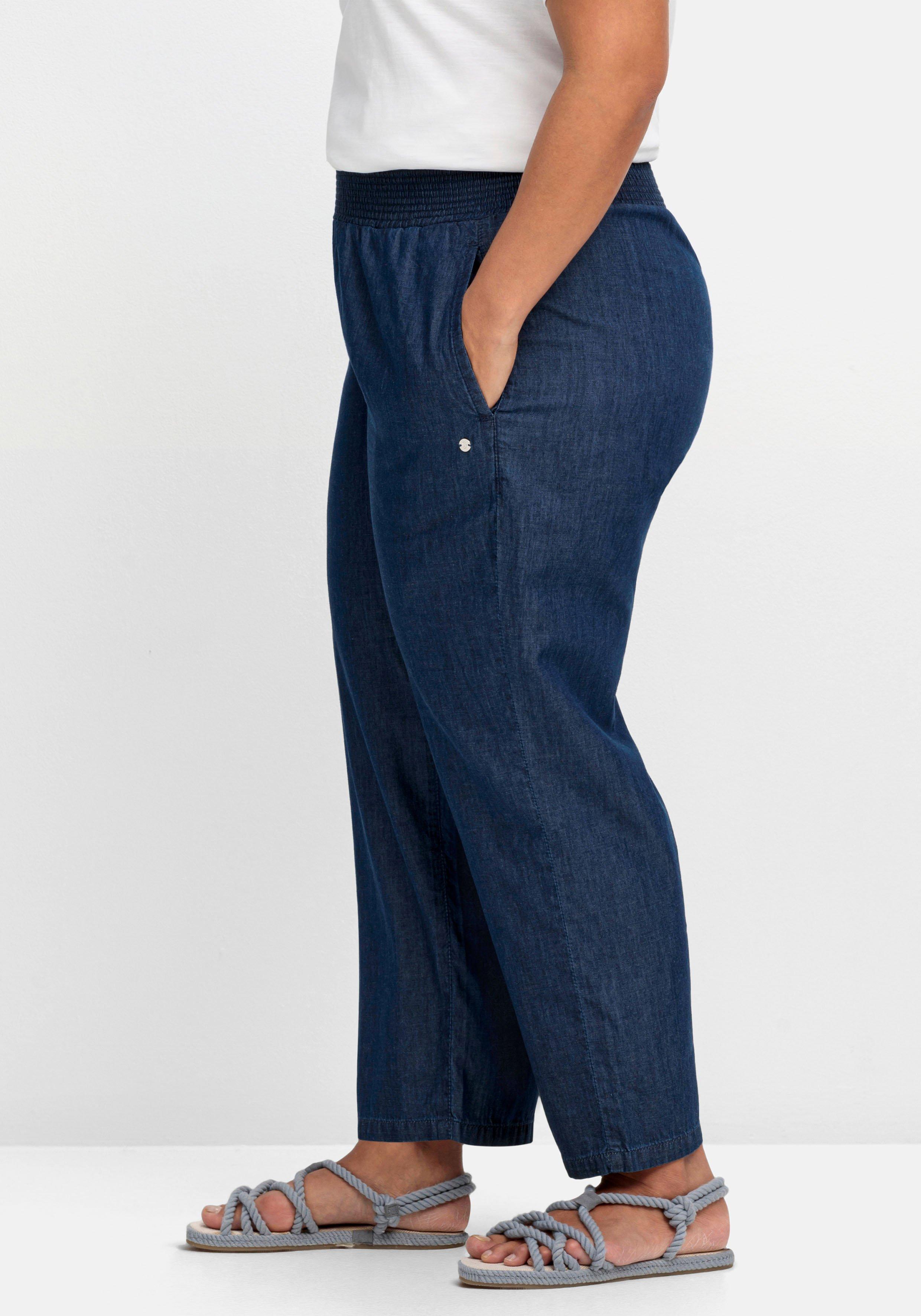 Weite Jeans mit Smokbund, in Knöchellänge