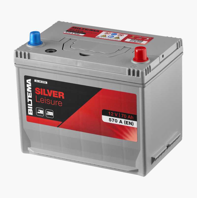 Fritidsbatteri sølv, 12 V, 70 Ah