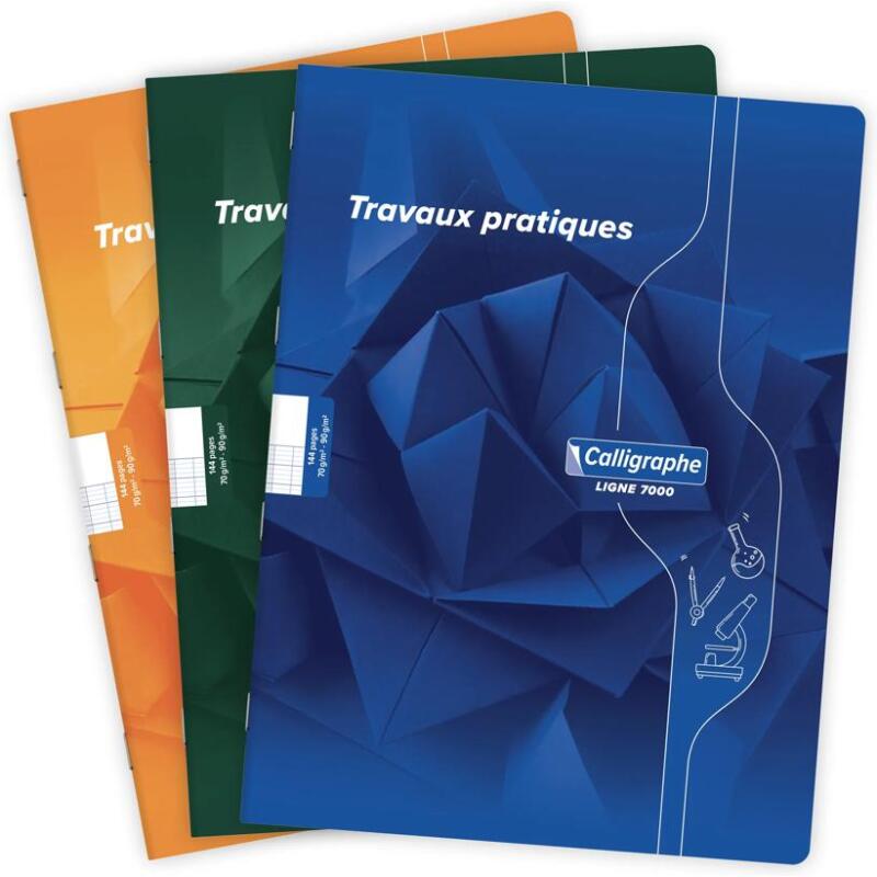 Cahier Travaux Pratiques piqué 7000 24x32 cm 144 pages grands carreaux 70 g + uni 90 g - Assortis