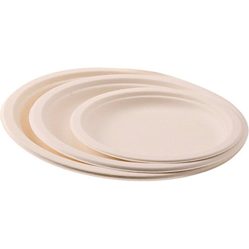 Assiette plate ivoire coldis fibres vegetales              biodegradable diametre 23cm   sachet 50 unites