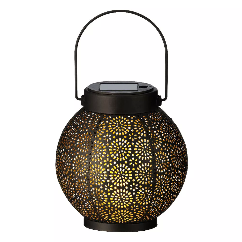 Lanterne solaire métal LED (H16 cm) Orient Noir et blanc chaud