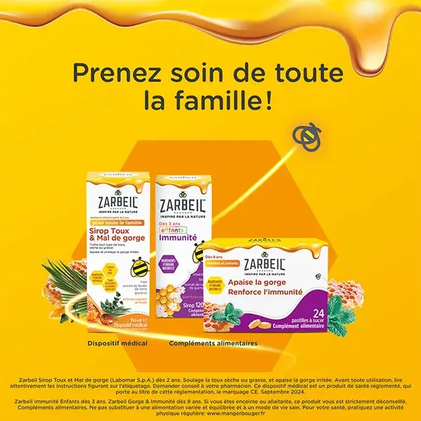 Suplemento alimentar Zarbeil para garganta e imunidade, 24 pastilhas