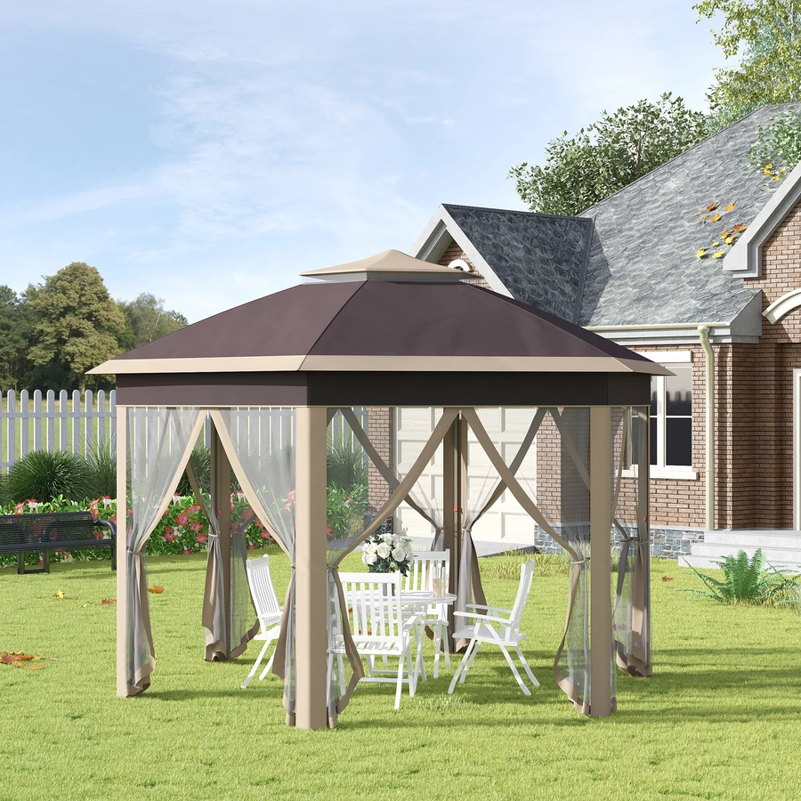 Outsunny Faltpavillon mit Tragetasche hellbraun