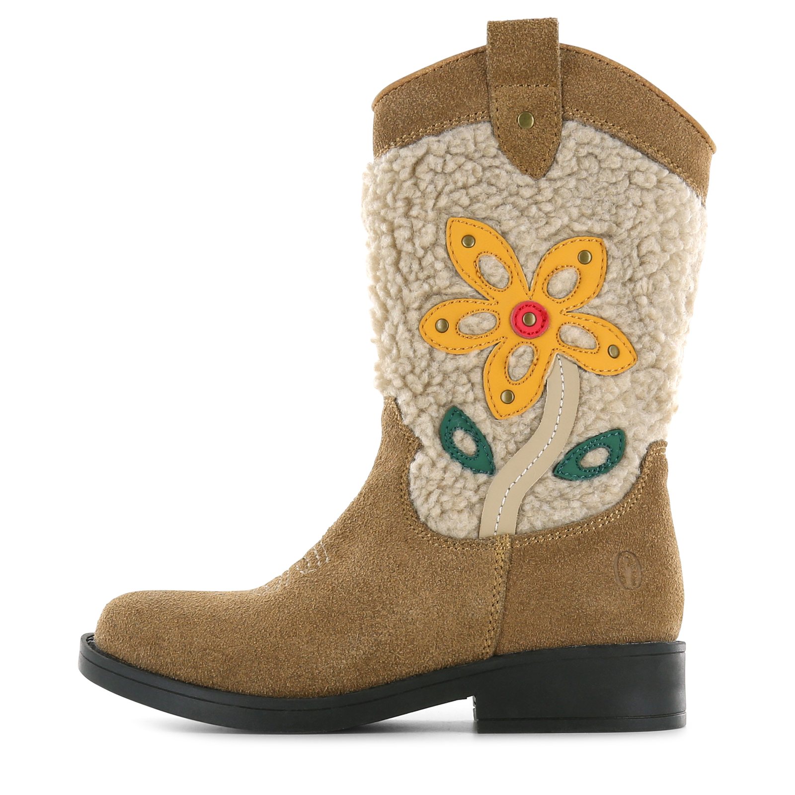 Shoesme brauner Westernstiefel mit Teddybär-Stoff