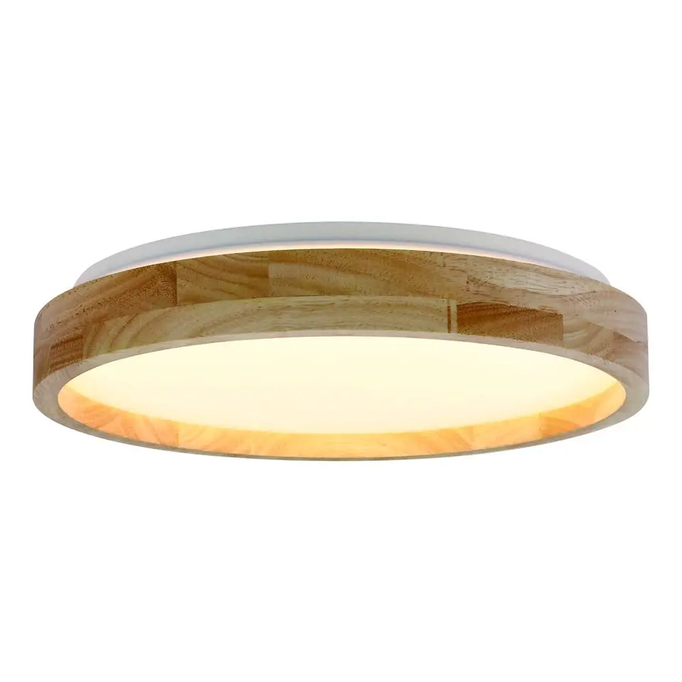 Plafonnière Noah LED - houtlook metaal/kunststof - 6,5xØ27,2 cm