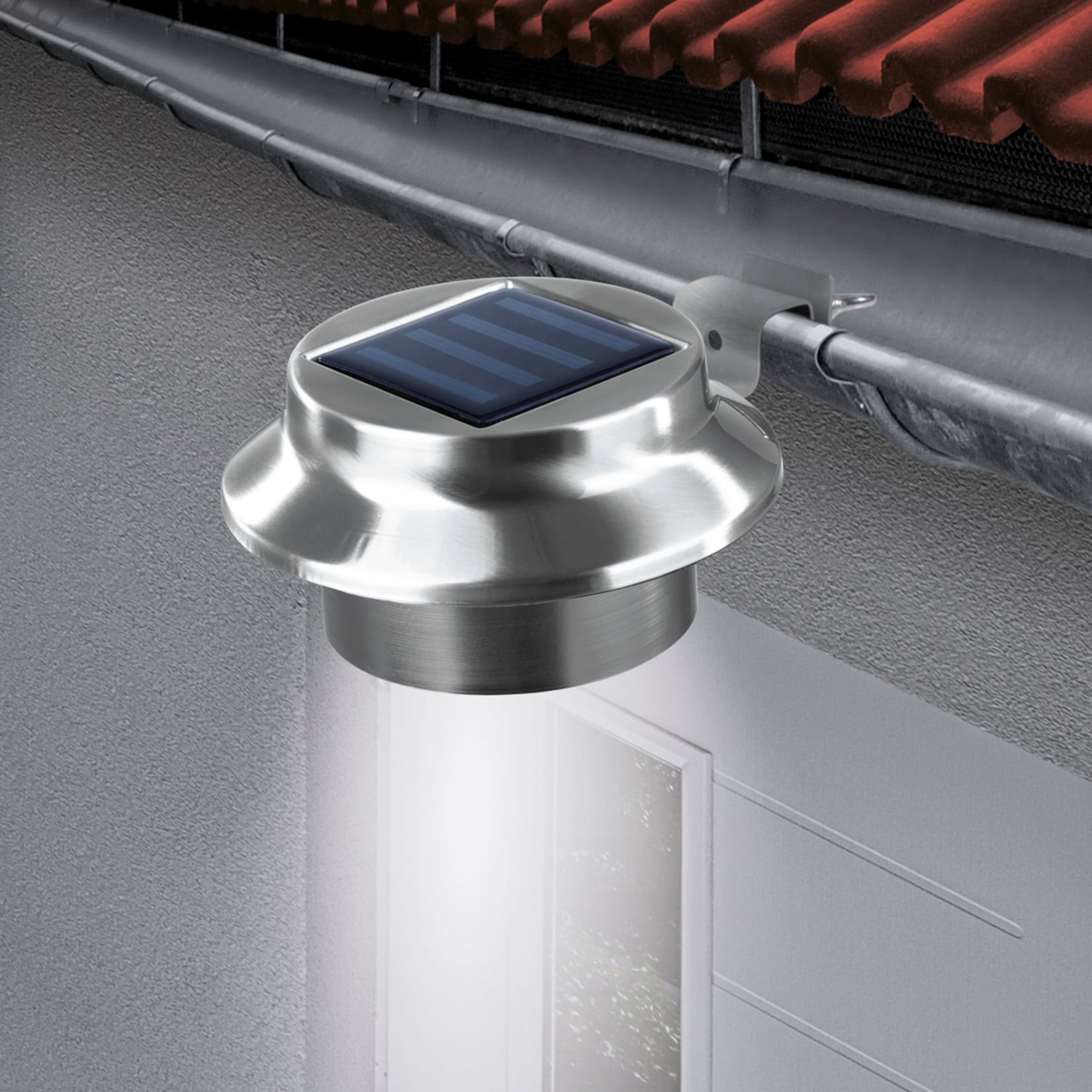 EASYmaxx Solar Dachrinnenleuchten Edelstahl 3er-Set