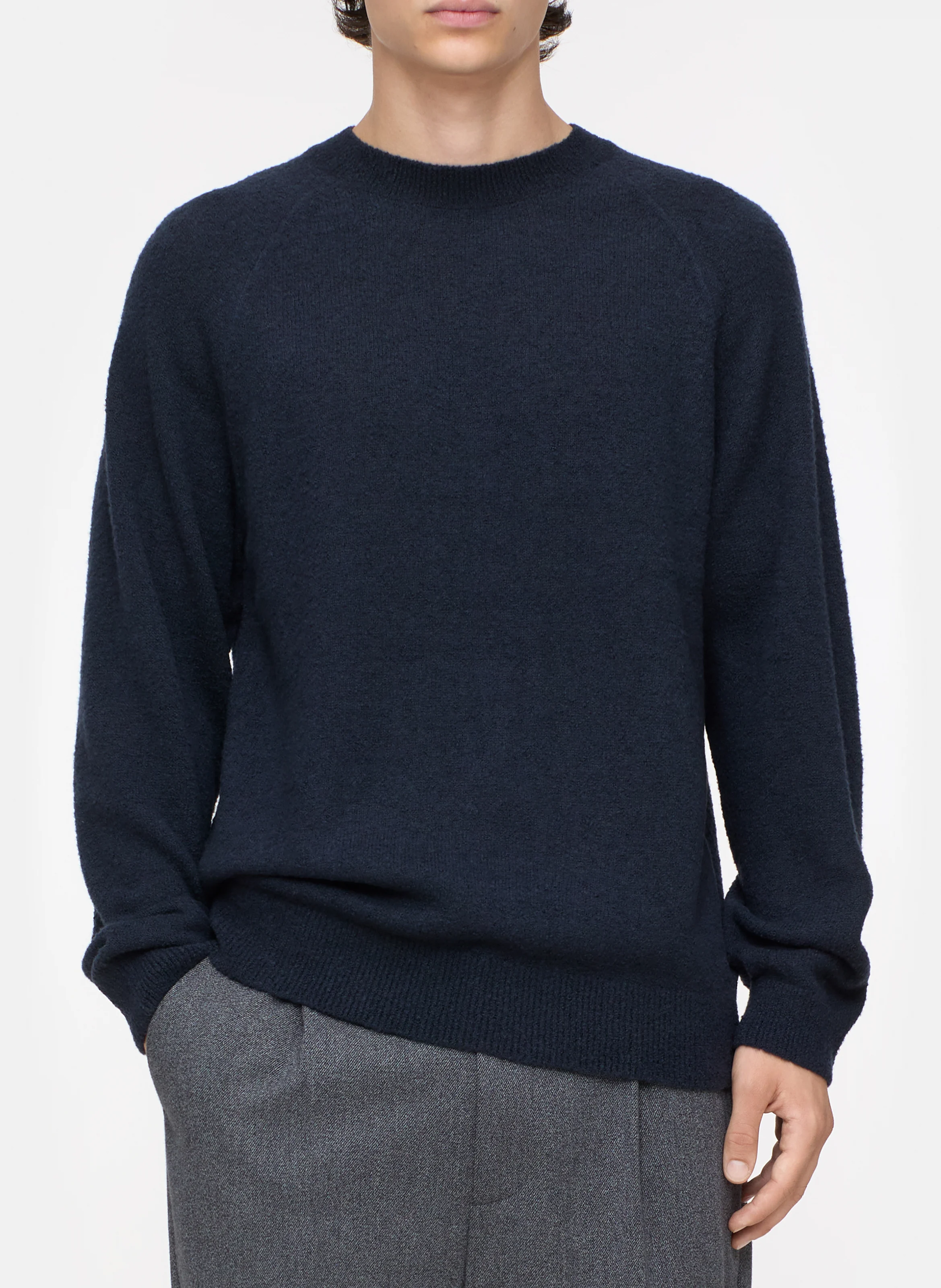 Pull col rond en laine mélangée | Bleu