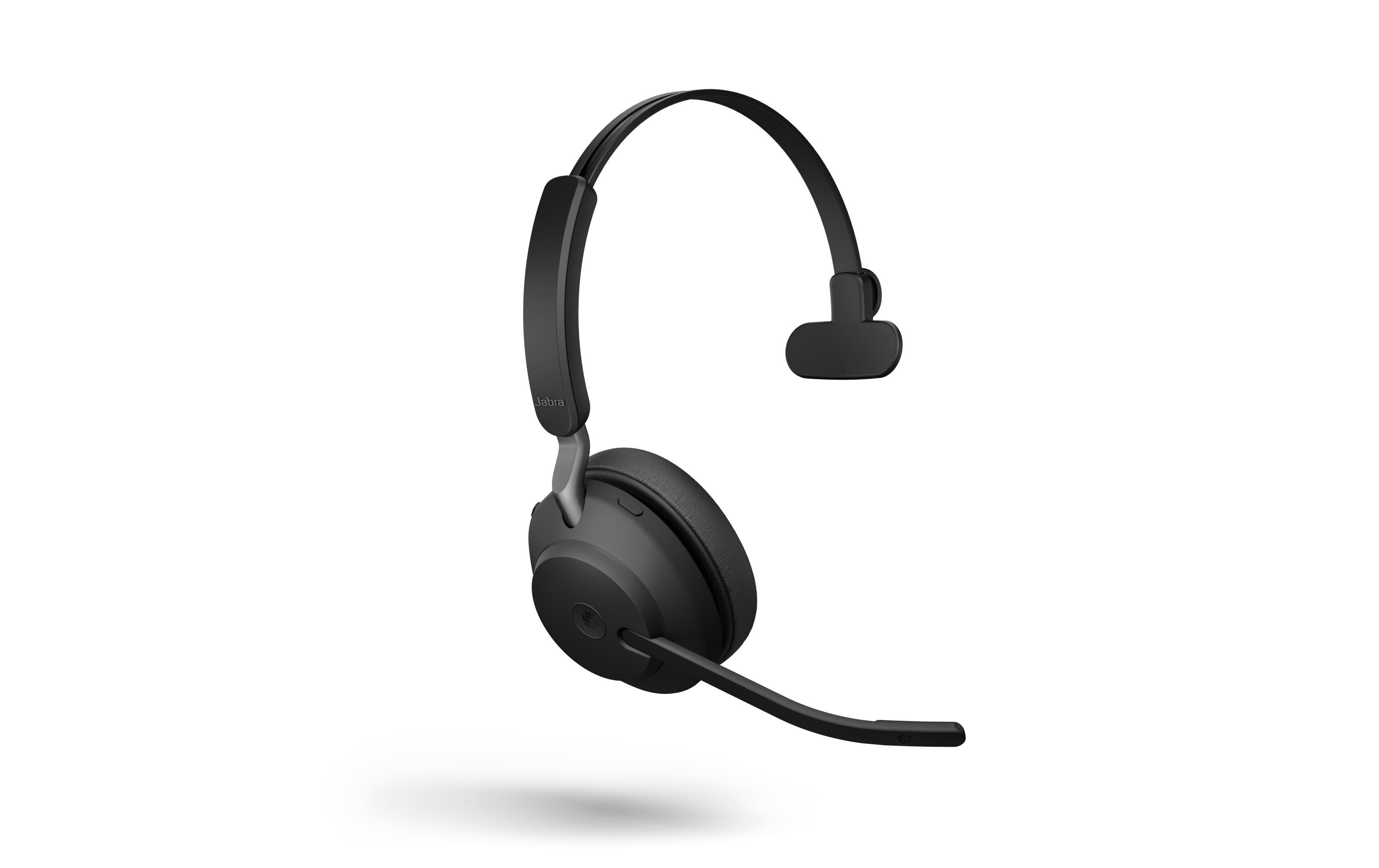 Headset Evolve2 65 Mono MS Schwarz, USB-A, inkl. Ladestation<br>Jabra Bluetooth Headset für das Büro, Home Office oder für Unterwegs