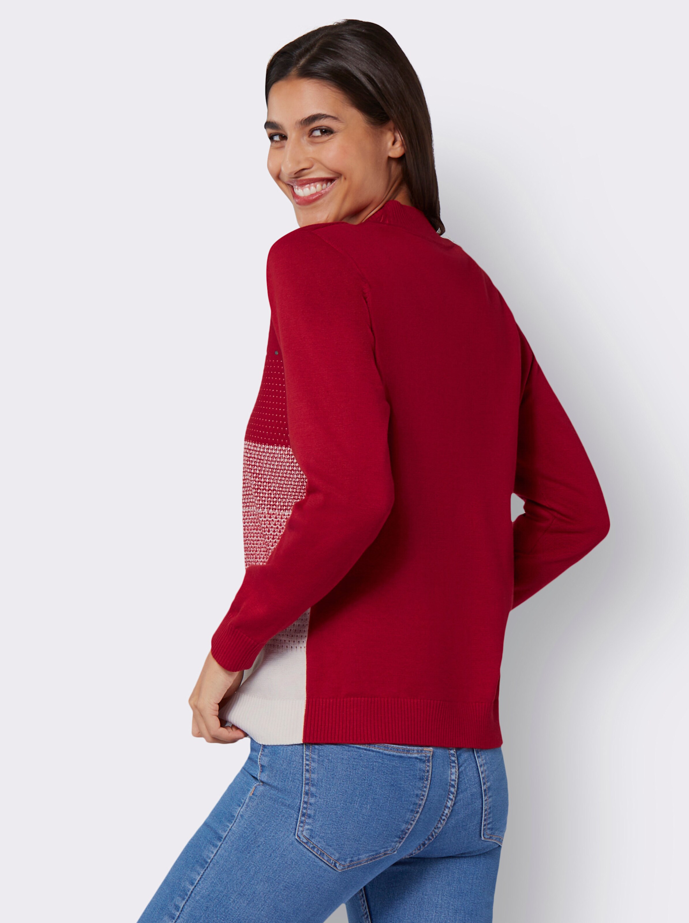 Stehkragenpullover mit glänzenden Ziersteinchen
