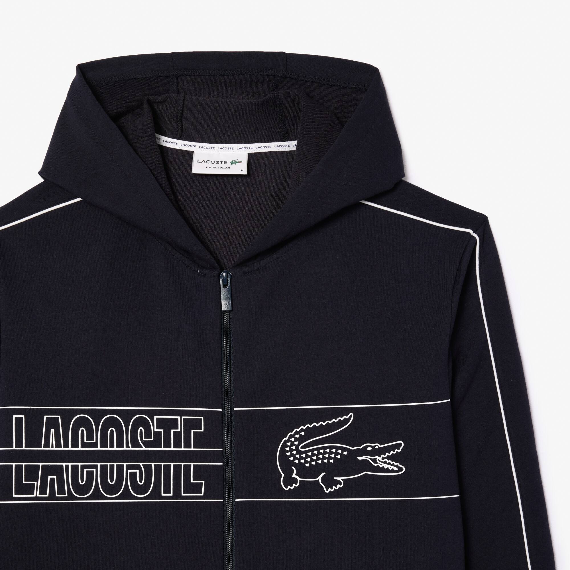 Sweatshirt d'intérieur à capuche avec inscriptions Vêtements d’Intérieur - Bleu - Lacoste - Homme