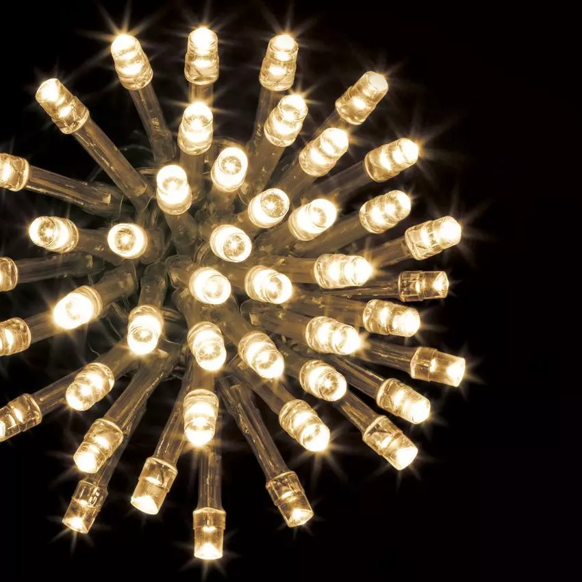 Guirlande lumineuse 10 m 100 LED câble transparent Timer Blanc chaud