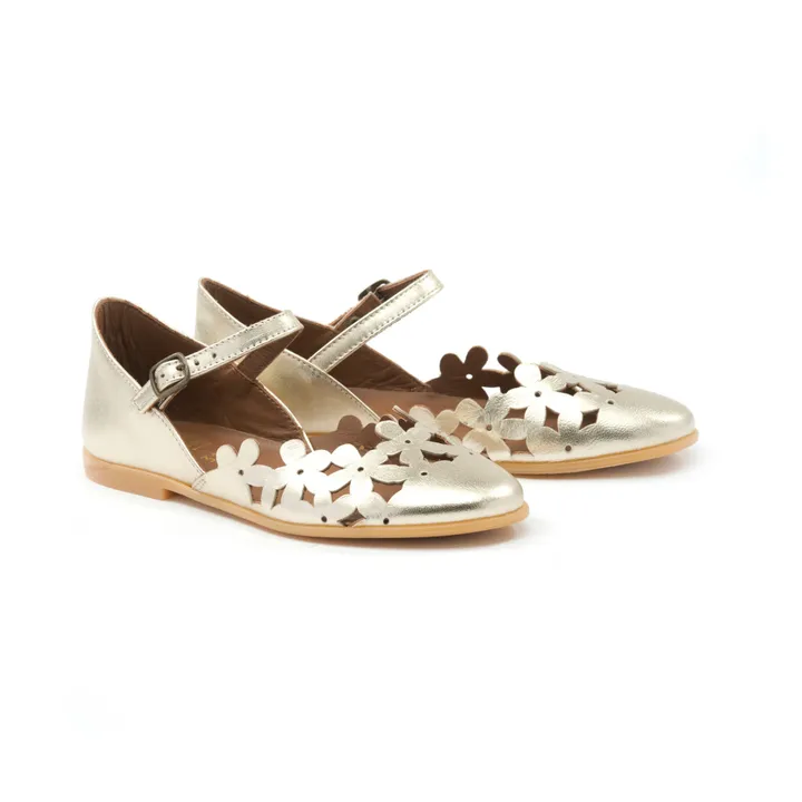 Pèpè Ballerines Scratchs Fleuries | Doré
