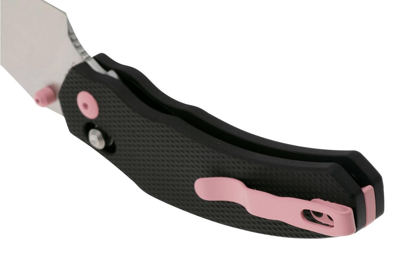 Kizer Vanguard Bulldog V3672C1 Satin 154CM, Black Aluminum Pink Hardware zakmes, O.SHO design