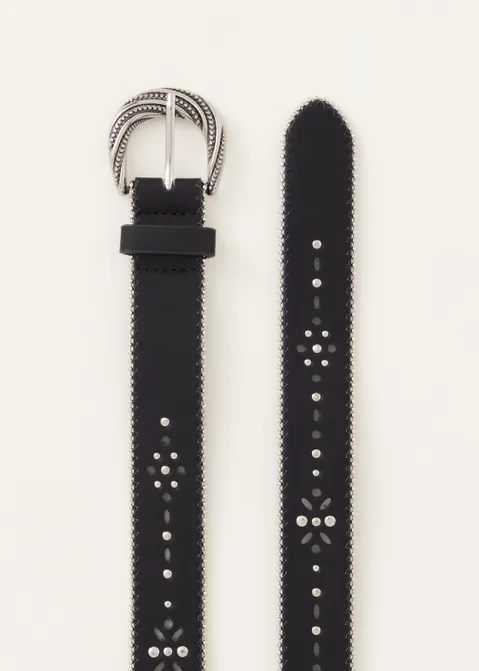 Riem met ballchain details zwart (ZWART)