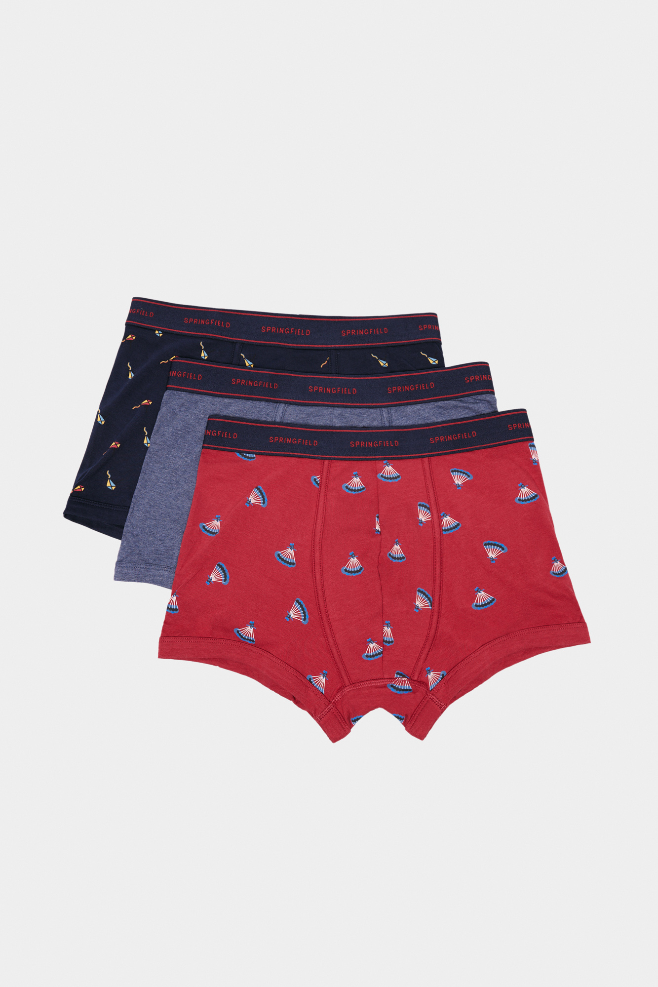 Pacote com 3 cuecas boxer de algodão estampadas