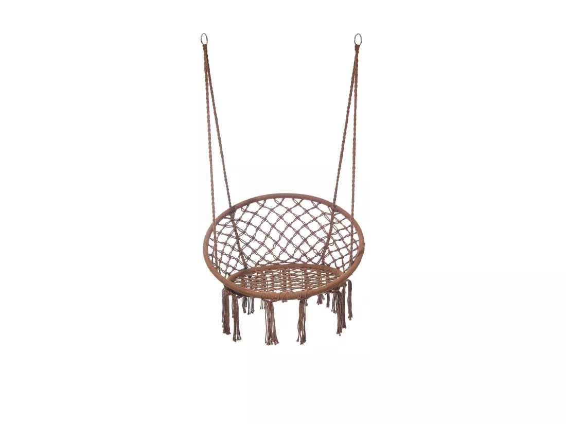 Fauteuil Suspendu Rebecca Mobili Astelia 120x80x60 Polycoton Acier Marron Boho