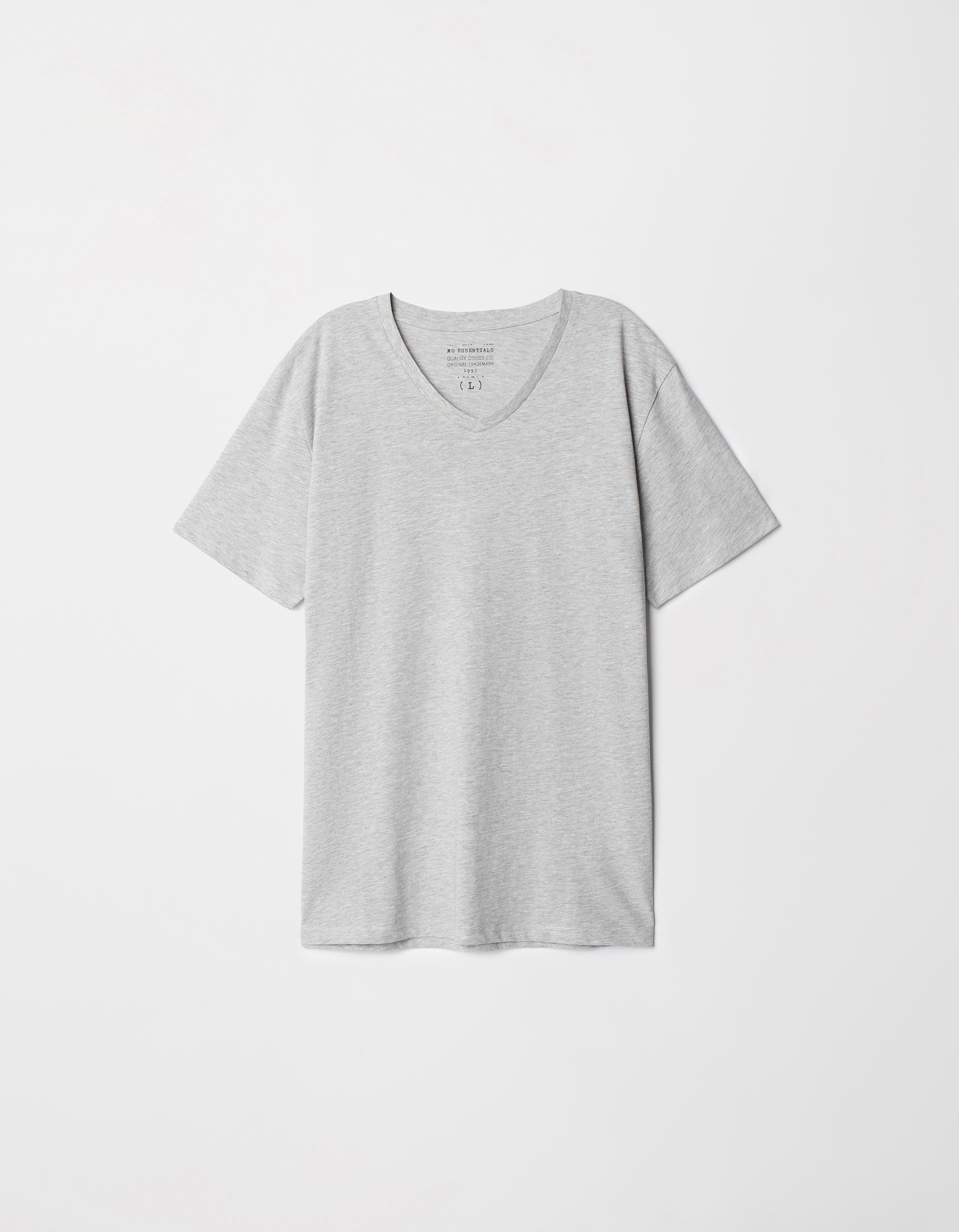 T-shirt Decote em V, Homem, Cinzento Claro