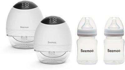 Beemoo CARE Wearable LED Elektrisk Brystpumpe Dobbel inkl. Flasker 180 ml 2-pack