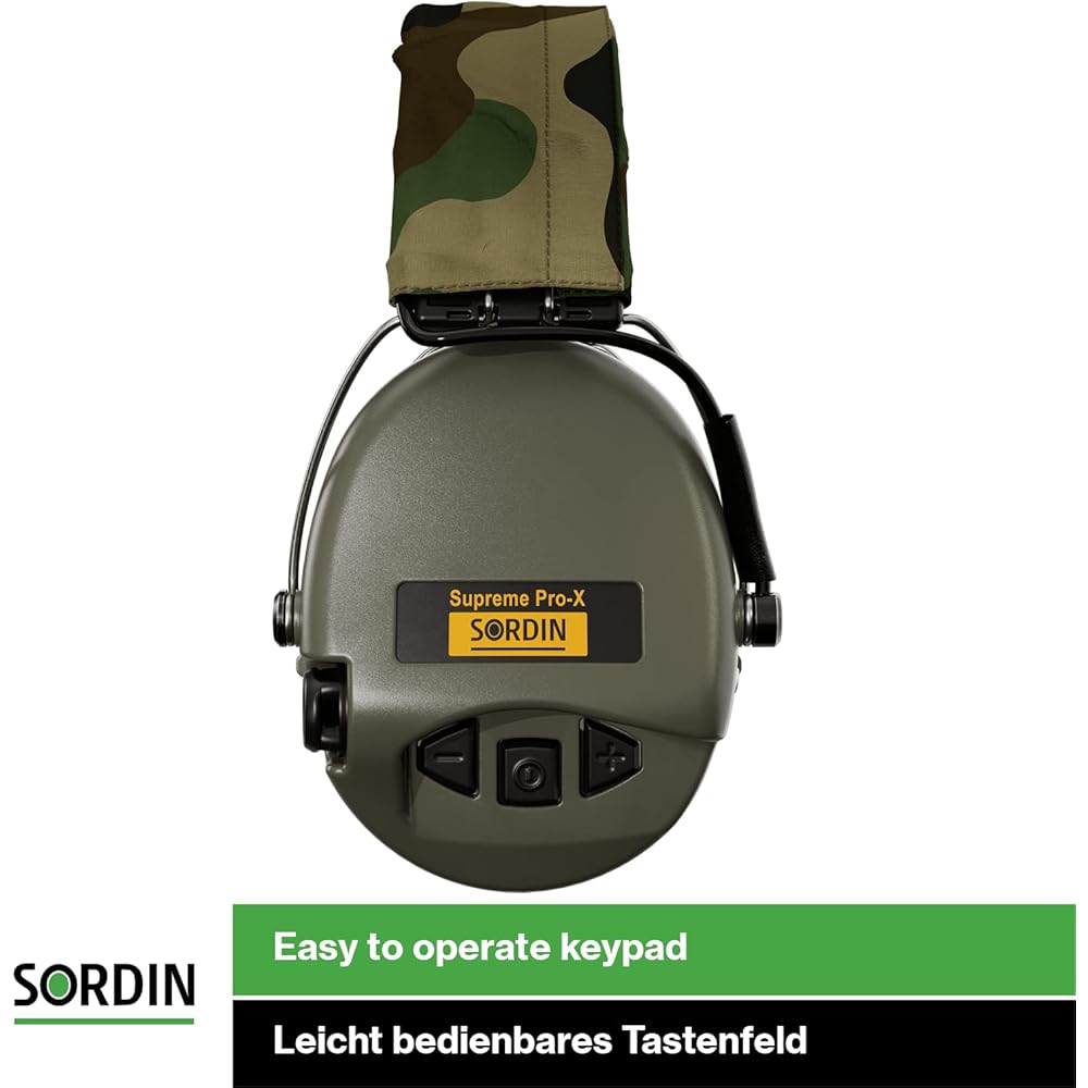 Sordin Pro X LED Casques Antibruit électroniques à Forte Atténuation 75302-X-07 - Protection Auditive - Coussins en Gel - Coques d'oreilles Vertes : Bricolage