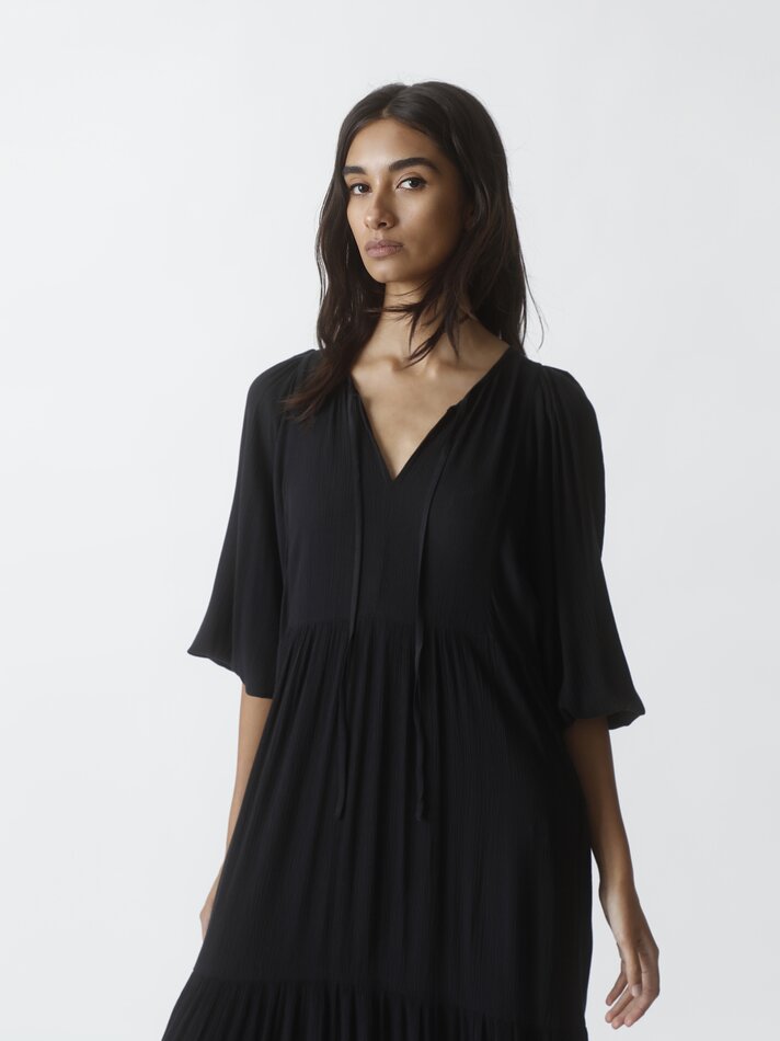 Vestido longo de chiffon - Preto