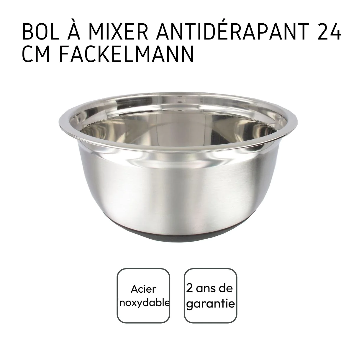 Bol à mixer en inox 24 cm de diamètre Basic Fackelmann