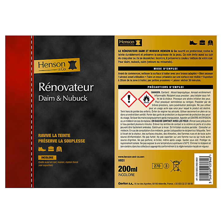 Rénovateur Daim Nubuck Henson & Co incolore 200ml